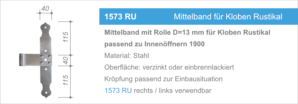 1573 RU Mittelband für Kloben Rustikal